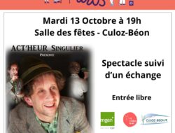Affiche de pièce de théâtre à Culoz Béon le13 octobre 2026 "Mon banc, ma vie... les gens" SISM 2026